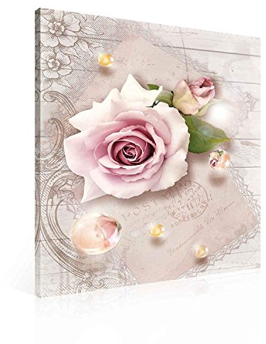Leinwandbild Blumen Rosen Rosa Tropfen Vintage Leinwand Bilder (PP2270O4FW) Leinwandbilder Bilder Wandbilder Bild
