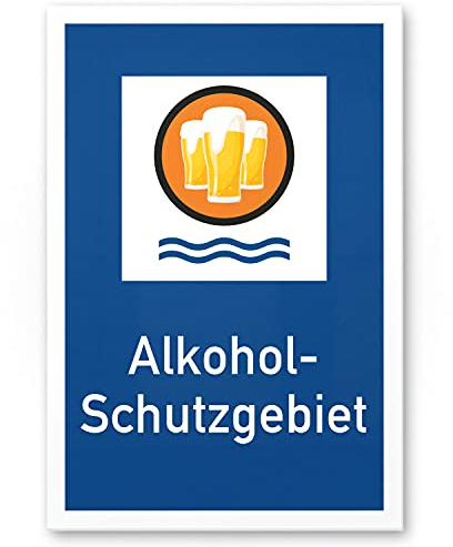 DankeDir! Alkohol-Schutzgebiet Schild mit Spruch - lustiges Geschenk für ihn Geschenkidee Geburtstagsgeschenk Männer Jungs Party Deko Zubehör Scherzartikel JGA - Accessoire Fotobox
