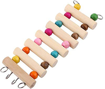 3Sizes Pet Parrot Climbing Swing Ladder Wooden Play Ladder Parrot Perch Climbing Cage Toys for Parakeet Conure Cockatiel Cage Accessories Exercise Toy(M)