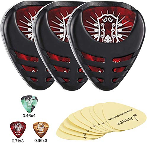 Donner Guitar Picks Holder, with Picks Case 3 Pack, 10pcs Guitar Picks Contains Thin, Medium, Heavy Picks, 9pcs 3M Stickers, Suitable for Acoustic Guitar Electric Guitar Bass Ukulele Banjo