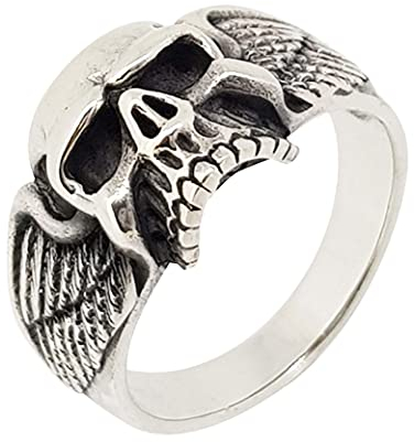 Treasure Bay Biker-Totenkopf-Ring, poliert, 925er-Sterlingsilber, Sterling Silber