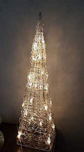 F BRIGHT Weihnachtsbaum mit weißen LED-Lichtern, erhältlich in 40 cm, 60 cm, 90 cm, modernes Design aus Plexiglas mit weißem Licht. (40 cm)