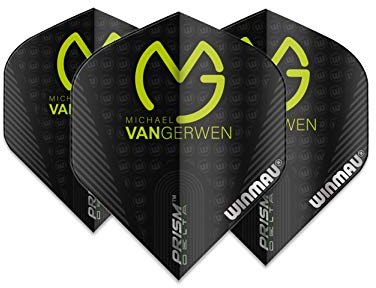 WINMAU MvG Michael Van Gerwen Prism Delta Schwarz Extra Dicke Dart Flights - 1 Sätze pro Packung (3 Flights insgesamt)