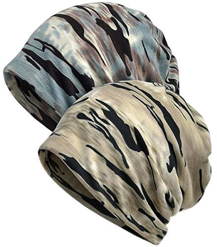 XYIYI Damen Mütze Chemo Hut Slouchy Kopfbedeckungen Kopf Wraps Krebshüte (2Stück Tarnung)