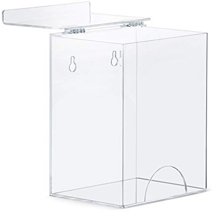 SimplyImagine Glove Dispenser Wall Mount - Medium Clear Acrylic - Latex Glove Storage & Hair Net Dispenser - Acrylic Wall Mount Container for Household Essentials