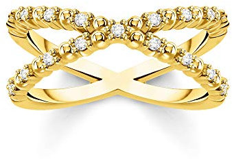 THOMAS SABO Ring Kugeln mit weißen Steinen gold vergoldetes Silber TR2318-414-14-60