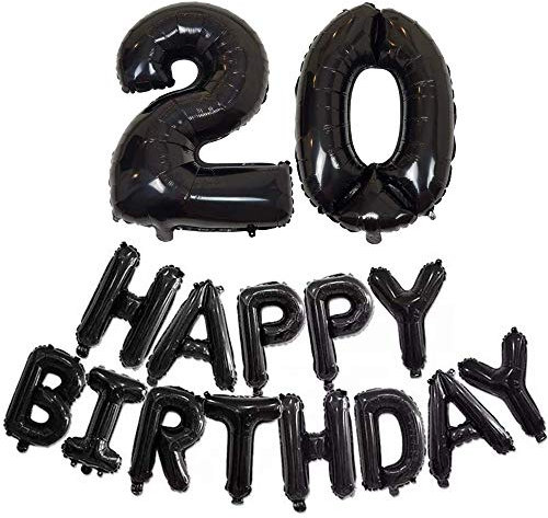 DIWULI Geburtstagsdeko 20 Jahre Schwarz - Luftballon Set