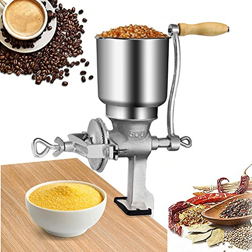 Manuelle Getreidemühle Manuelle Kaffeemühle Nussmühle Getreidequetsche Handgekröpft Manuelle Kaffeemühle mit großem Trichter für Kokos Pfeffer nixtamalisierte Mais Kichererbsen Bohnen Körner Gewürze