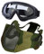 Yzpacc Airsoft Maske mit Schutzbrille, faltbar, halbes Gesicht, Airsoft Mesh Maske mit Ohrenschutz für Paintball Shooting Cosplay CS Spiel (Camouflage Grün & Schwarz)