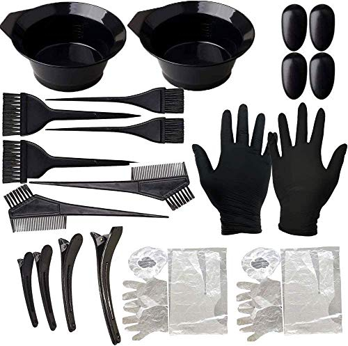 22 Piezas Kit de Tinte Para Cabello,Con Cuenco, Capa Para El Cabello, Guantes Y Clip, Para Uso DoméStico Y PeluqueríA Profesional