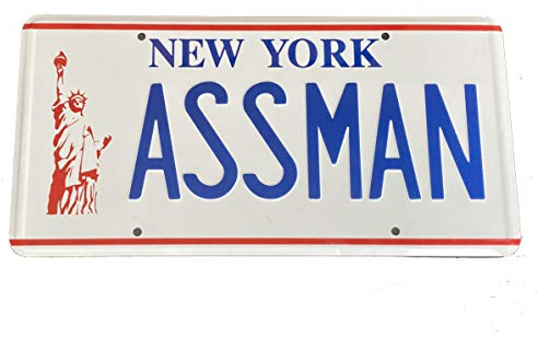 ASSMAN Kramers License Plate Embossed on Aluminium 300mm x 150mm inspired by the TV show Seinfeld