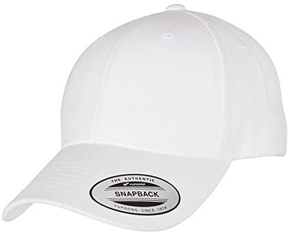 Flexfit Yupoong Unisex Premium Curved Visor Snapback Cap, White, one Size
