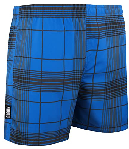 GUGGEN Mountain Badehose für Herren Schnelltrocknende Badeshorts Style-4 Beachshorts Boardshorts Schwimmhose Männer kariert Grau Blau