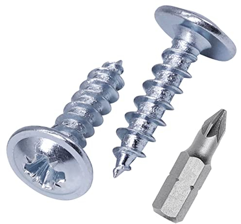 Lote de 150 tornillos de madera de acero chapado en zinc, 4,0 x 16 mm, tornillos de metal, cabeza de braguero modificada, autorroscante (150, 4,0 x 16 mm)
