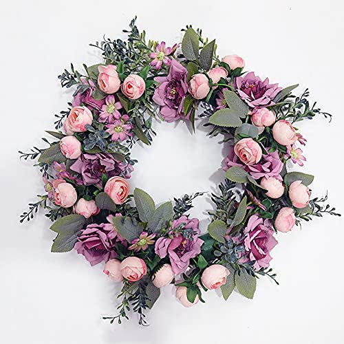 Ghirlanda artificiale da appendere, ghirlanda di fiori artificiali, ghirlanda di porte anteriori, per porte, matrimoni, feste, casa, pareti, decorazioni per finestre