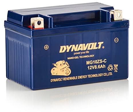 DYNAVOLT - NANO-GEL MG10ZS-C Motorradbatterie 12V 8,6Ah 255A. Ersetzt YTZ10S. Maße: 150x86x94mm. Wartungsfreie Motorradbatterien mit Nano-Gel-Technologie. Ideal für Rennmotorräder