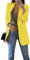 EFOFEI Donna Casual Cropped Blazer Moda e Tuta Elegante Aperto Davanti Leggero Blazer Giallo XL