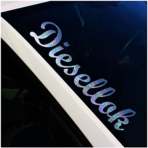Frontscheibenaufkleber Schriftzug Diesellok Aufkleber für Windschutzscheibe Heckscheibe Frontscheibe Auto Fahrzeug Dekor Sticker FS123 (Flakes Silber, Außenklebend)