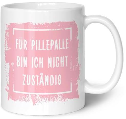 GRAVURZEILE Bedruckte Tasse mit Spruch - Für Pillepalle bin ich nicht zuständig - Spülmaschinenfest - Geschenke für Freunde & Kollegen - Geschenk für Büro & Alltag - Farbe: Weiß