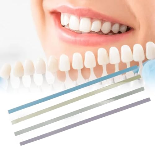 60 strisce abrasive dentali, 4 X 150 mm, 4 tipi strisce per lucidatura dentale grossolane e fini, per la cura orale per lo sbiancamento dei denti, la pulizia del tartaro, rimozione