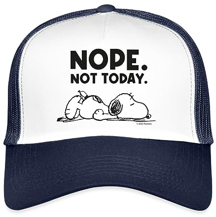 Spreadshirt Peanuts Snoopy Nope Not Today Bürohumor Trucker Cap, One Size, Weiß/Navy