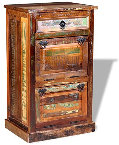 INLIFE Schuhschrank mit Schublade und 4 Fachböden Altholz Massiv