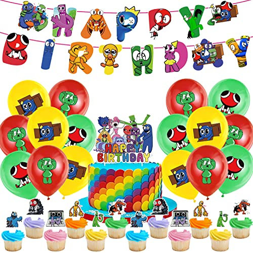 Geburtstag Party Deko 32 Stück, Luftballons, Happy Birthday Banner, Kuchen Dekoration, Kindergeburtstag Party Zubehör, Junge Mädchen Geburtstagsparty Dekoration