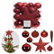 Christbaumkugeln Weihnachtskugeln 33 Stück Rot Weihnachtsrot Set Ø 5cm 6cm 8cm Kunststoff Mix mit Sternspitze