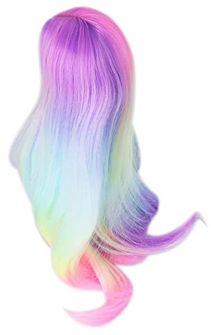 Zerodis Kugelgelenk-Puppenperücke, 1: 3-Puppenperücke für Puppen mit Einem Kopfumfang von 21-24 cm, Handgefertigtes Zubehör (Regenbogen)