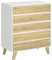 HOMCOM Kommode mit 6 Schubladen, Schubladenschrank, Sideboard, Beistellschrank mit Kippschutz, für Wohnzimmer, Schlafzimmer, Weiß+Natur, 80 x 40 x 95 cm