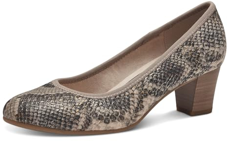 Jana Damen Pumps Kleiner Absatz Vegan, Beige (Taupe Snake), 40 EU