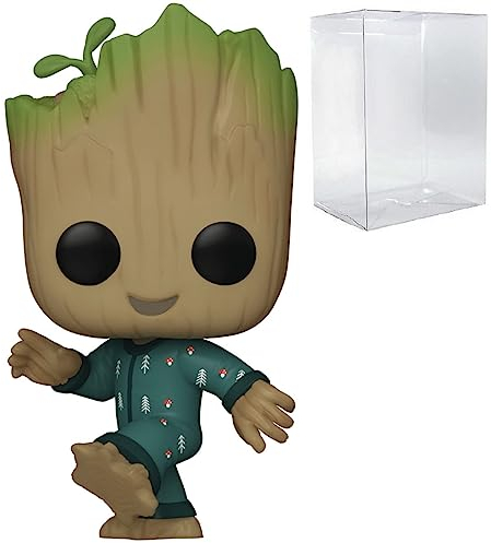 POP Marvel : I Am Groot – Groot Dancing in Onesie PJs Funko Figurine en vinyle (avec étui de protection compatible), multicolore, 9,5 cm