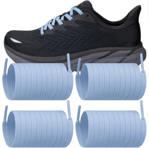 Endoto 2 Pairs Shoelaces for HOKA ONE ONE Flat Shoe Laces Replacement Running Sneakers Shoes Strings(Color:Blue Fog,Size:45Inch)