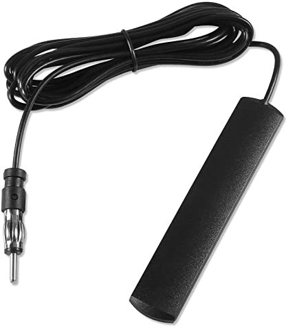 AEDIKO Car Antenna, FM AM Radio, 75 Ohm Impedance, 3dBi Gain, Adhesive Mount, 3m Cable, DIN Plug Connector, Black, 2 Channels