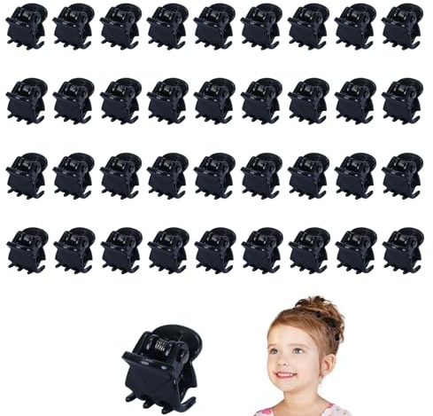 Ikadiya 36 Stück Mini Haarspangen, Klein Haarklammer, 1cm Klaue Clips, Rutschfestem Griff Klein Jaw Clips, für Design, Kinder und Erwachsene(Schwarz)