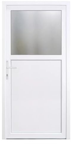 HORI® Haustür Kellertür Kunststoff Nebeneingangstür Komplettset Hauseingangstür, vielseitig einsetzbar für Keller, Garage und Nebeneingang I Farbe: weiß I DIN links I Modell: Light I 210 x 100 cm