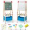 DREAMADE Tableau Enfant 3-8 Ans 3 en 1, Tableau Noir & Blanc Magnétique, Réglable en Hauteur, Chevalet Enfant avec Rouleau de Papier, Accessoires de Peinture, Sac de Rangement