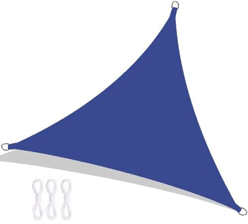 JAQVIVI Vela de Sombra Triangular 5x5x5m Fabricada en poliéster Transpirable con un 95% de protección UV para Patios, terrazas y Piscinas.
