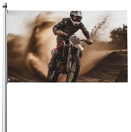 Motocross-Flagge, Banner, 90 x 152 cm, einfache Installation, verblasst nicht leicht, hängende Flagge für Innen- und Außenbereich, Garten, Hof, Dekoration, Flaggen