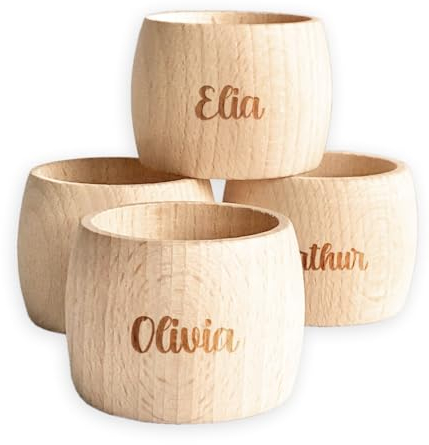 Großer Serviettenring aus Holz graviert - Personalisiertes Geschenk - Tischkultur - Dekoration