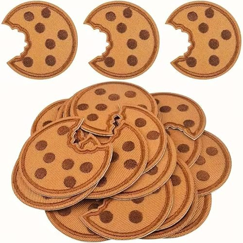 ULPro Aufnäher Zum Aufbügeln 30 Cookies Kekse Bestickter Stoffaufkleber Dekorativer Keksaufnäher Patch Gesticktes Etikett Gebügeltes Gesticktes Abzeichen
