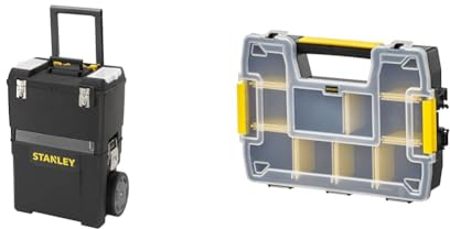 Stanley Rollende Werkstatt (47,3 x 30,2 x 62,7 cm, zwei separat verwendbare Werkzeugboxen & FatMax Werkzeug-Organizer Sortmaster/Aufbewahrungsbox