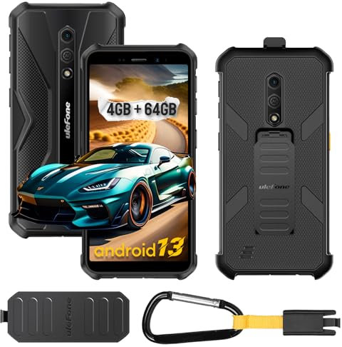 Ulefone Armor X12 Pro Rugged Smartphone, 8GB RAM + 64GB ROM Android 13 Telefono Indistruttibile, 13MP Fotocamera con 5.45 Schermo Cellulare Antiurto, 4860mAh Batteria, 4G Dual SIM/NFC/GPS/IP69K-Nero