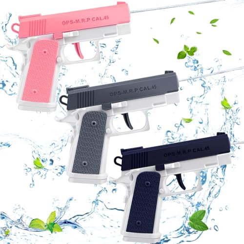 Lot de 3 Pistolets à Eau Enfant, Pistolet à Eau, Petit Pistolet a Eau, Pistolet à Eau Longue Portée, Longue Portée de 10 Meter, pour Piscine, Plages, Jardins, Garçons et Filles
