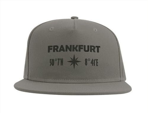 Lauthings Frankfurt Coordinates Germany Snapback Cap Fullcap Bestickte Mütze grau, grau, Einheitsgröße