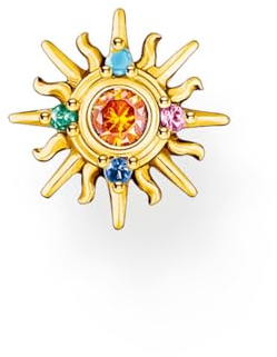 THOMAS SABO 2 Einzel-Ohrstecker Sonne mit bunten Steinen vergoldet 925 Sterlingsilber, 750 Gelbgold Vergoldung H2284-971-7