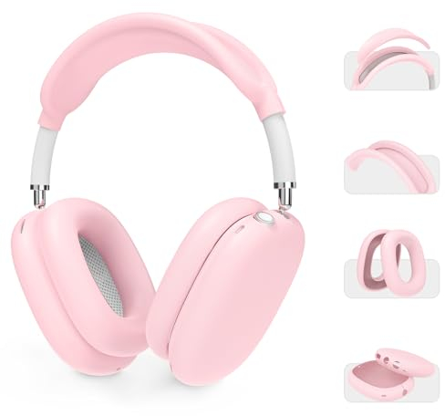 AHASTYLE Custodia Airpods Max Cover per Airpods Max Custodia in Silicone [4-in-1] [Supporto Smart Case] Case Airpods Max Compatìbile con Apple Airpods Max (Rosa)