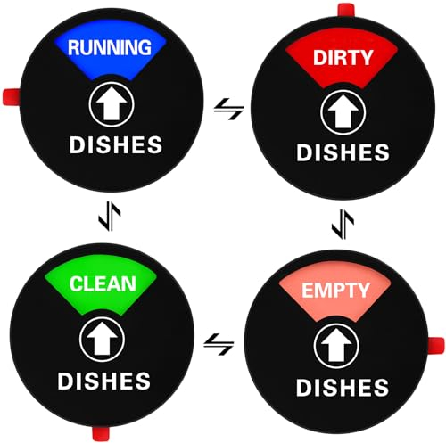 VCRANONR Dishwasher Magnet Clean Dirty Sign Double Sided Strong Kitchen Flip Indicator Universal Kitchen Dish Washer Reversible Indicator with Running Clean Dirty and Empty Options for All Dishwashers