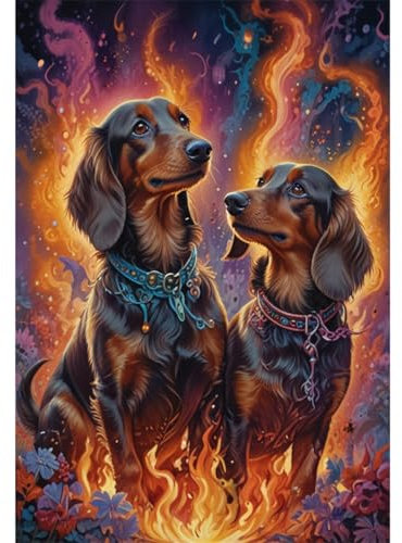 TWYYDP Puzzle 1500 Teile für Erwachsene | Holzpuzzle | Hund Dackel | Schwieriges Rätsel