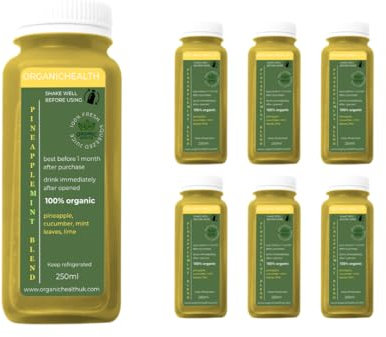 OrganicHealth Juice (250ml) - Cleanse & Weight Loss Support, Boosted Immunity, Eliminate Toxins (7 Day Detox - 35 Bottles, Pineapple Mint Juice)